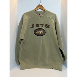 Vtg NY JETS PUMA TERRY SOFT COTTON EMBROIDERED LOGOS SWEATER  LG 173